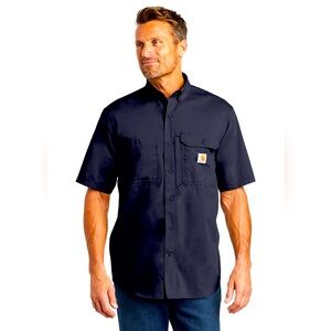Carhartt Navy Blue SS Vented Button Down Professional Work Shirt Size M